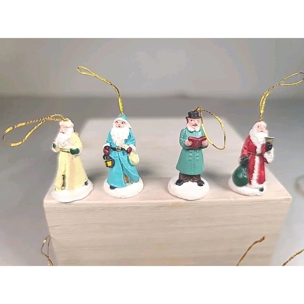 Set Of 9 Vintage Mini Ornaments Victorian Christmas Santa Claus